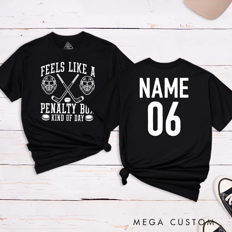Personalized "Penalty Box Kind of Day" T-Shirt with Custom Name and Number