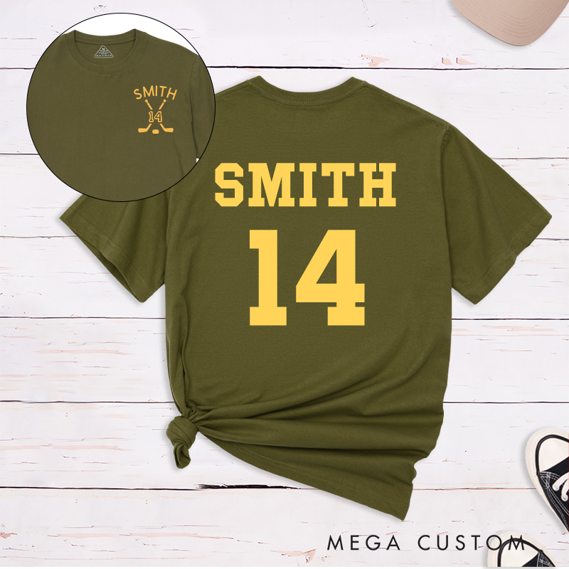 Personalized Ice Hockey T-Shirt With Custom Name and Number