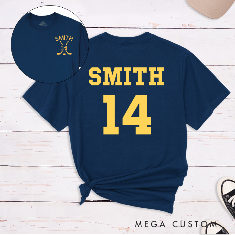 Personalized Ice Hockey T-Shirt With Custom Name and Number