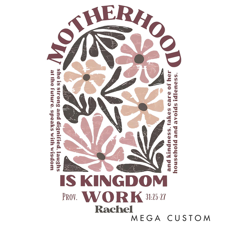 Personalized Motherhood Is Kingdom Work Throw Pillow Bible Verse Pillow Home Decor Spiritual Gift Mother's Day Gift Birthday Gift for Female