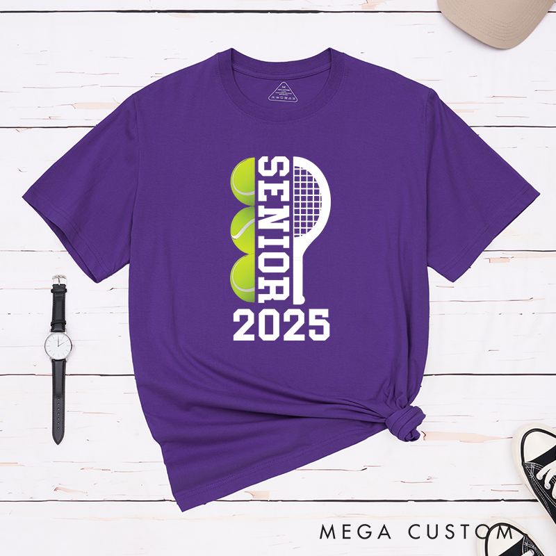 Personalized Senior Tennis T-Shirt with Graduation Year and Custom Name