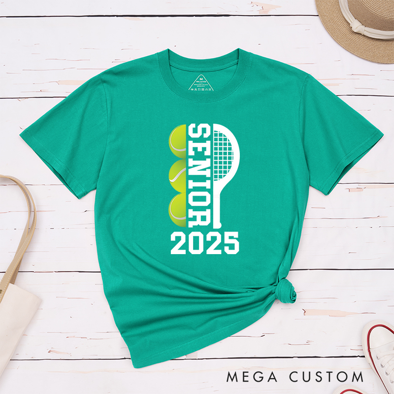 Personalized Senior Tennis T-Shirt with Graduation Year and Custom Name