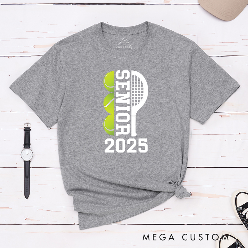 Personalized Senior Tennis T-Shirt with Graduation Year and Custom Name