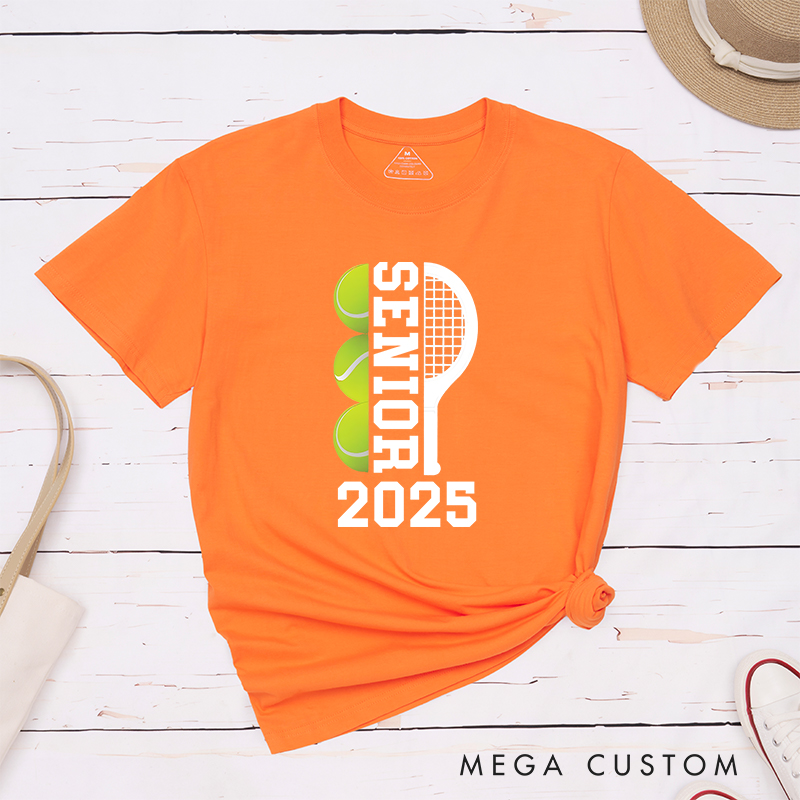 Personalized Senior Tennis T-Shirt with Graduation Year and Custom Name