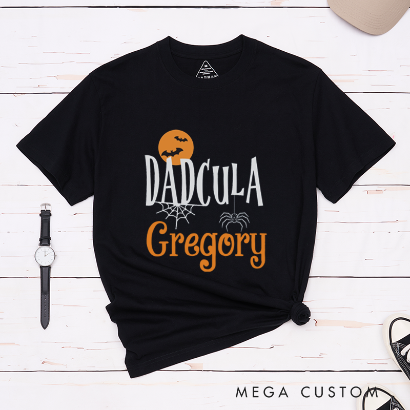 Personalized Couple Halloween Matching Classic T-Shirt Halloween Dadcula and Momster T-Shirt For Him and Her