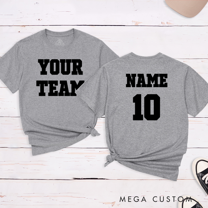Personalized Sports T-Shirt with Custom Team Name and Player Name and Number 