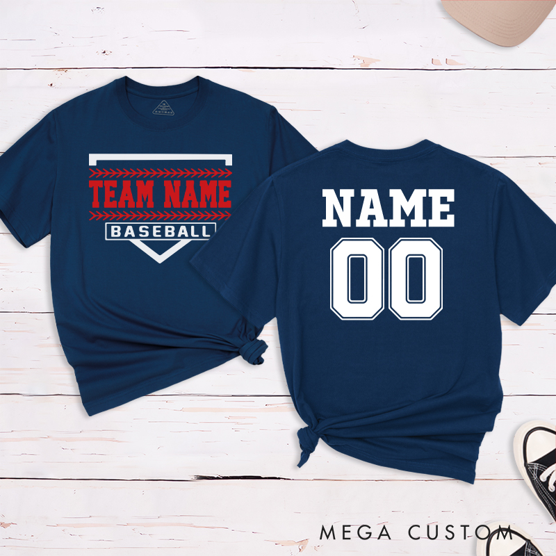 Personalized Team Baseball T-Shirt with Shield Design and Custom Name and Number