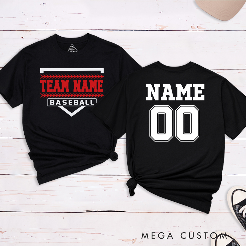 Personalized Team Baseball T-Shirt with Shield Design and Custom Name and Number