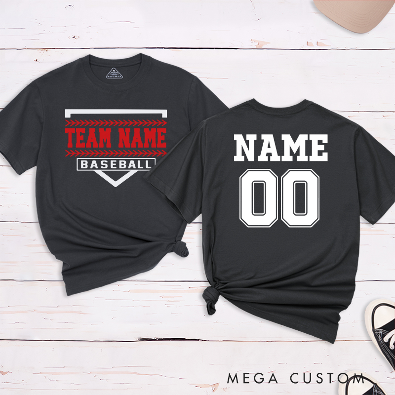 Personalized Team Baseball T-Shirt with Shield Design and Custom Name and Number