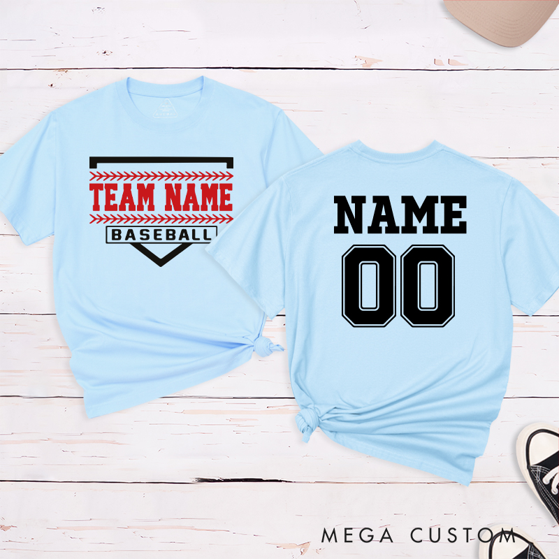 Personalized Team Baseball T-Shirt with Shield Design and Custom Name and Number