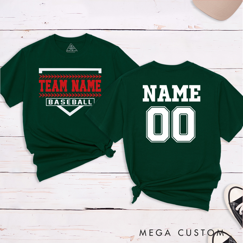 Personalized Team Baseball T-Shirt with Shield Design and Custom Name and Number