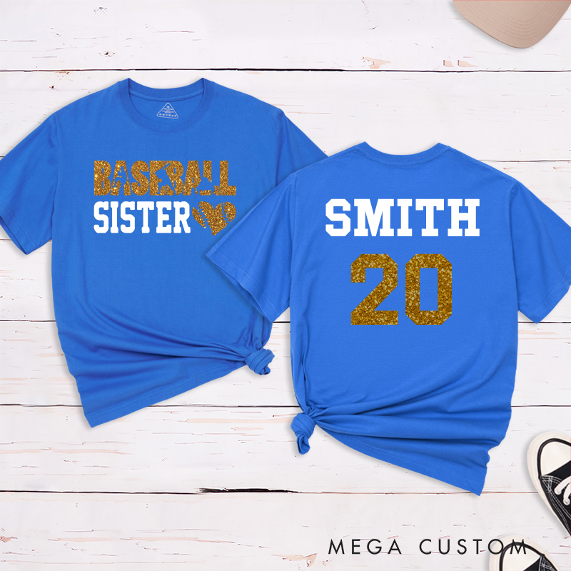 Personalized Baseball T-Shirt with Heart Graphic and Custom Name and Number