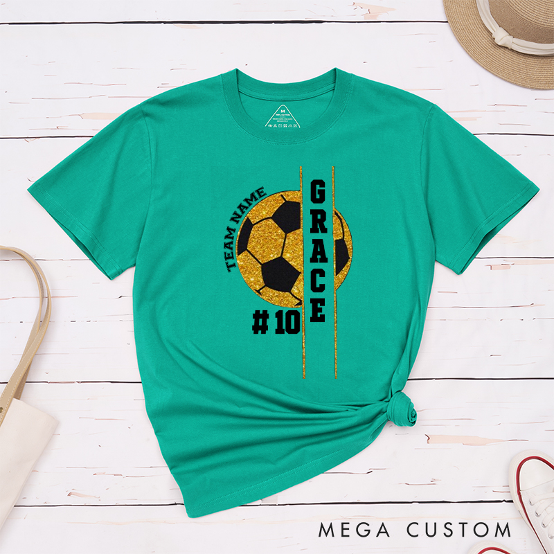 Personalized Soccer T-Shirt with Custom Name, Number, and Team Design