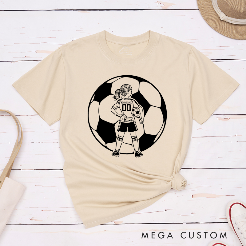 Personalized Soccer T-Shirt for Girls with Custom Name and Number