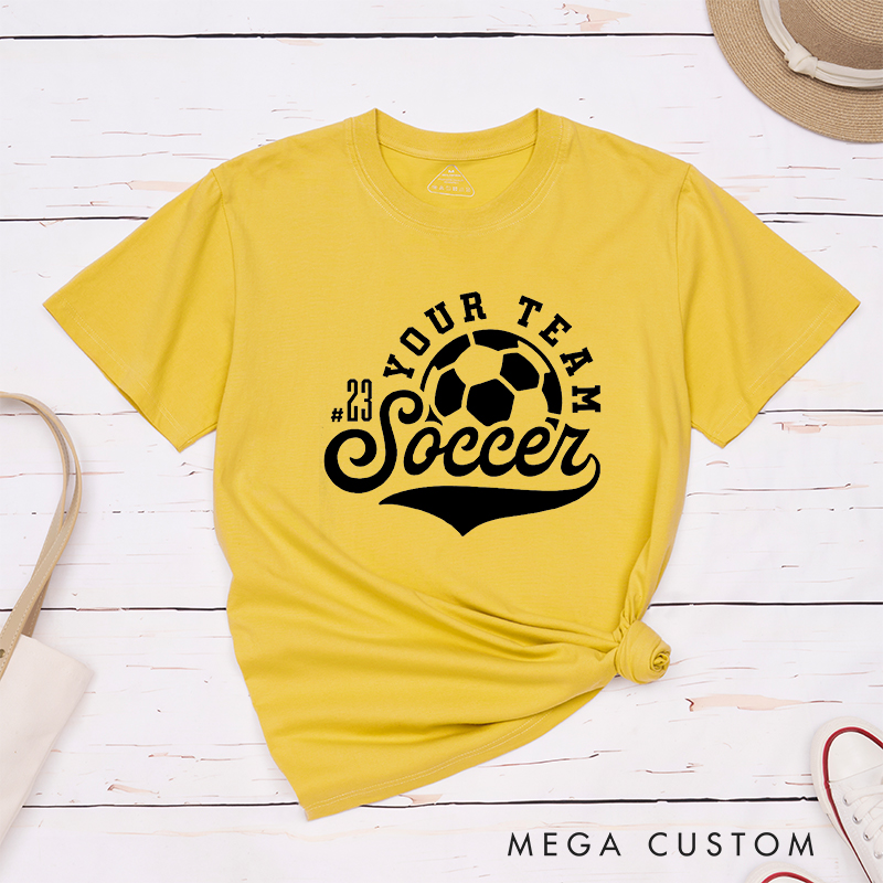 Personalized Soccer T-Shirt with Retro Design and Custom Team Name and Number