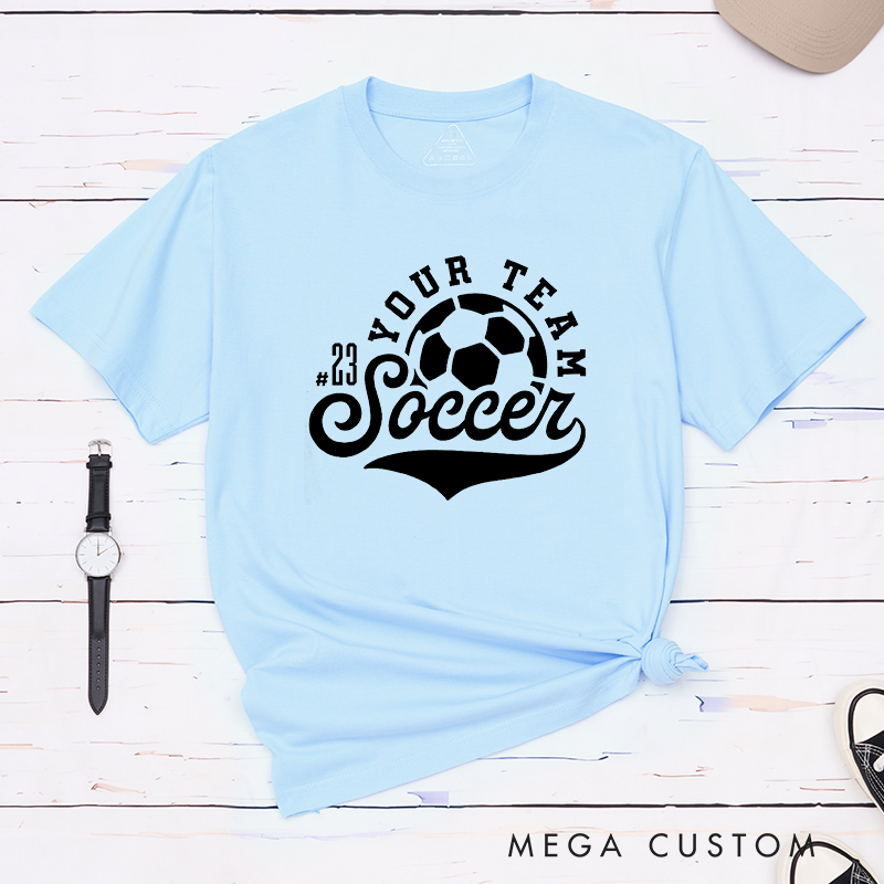 Personalized Soccer T-Shirt with Retro Design and Custom Team Name and Number