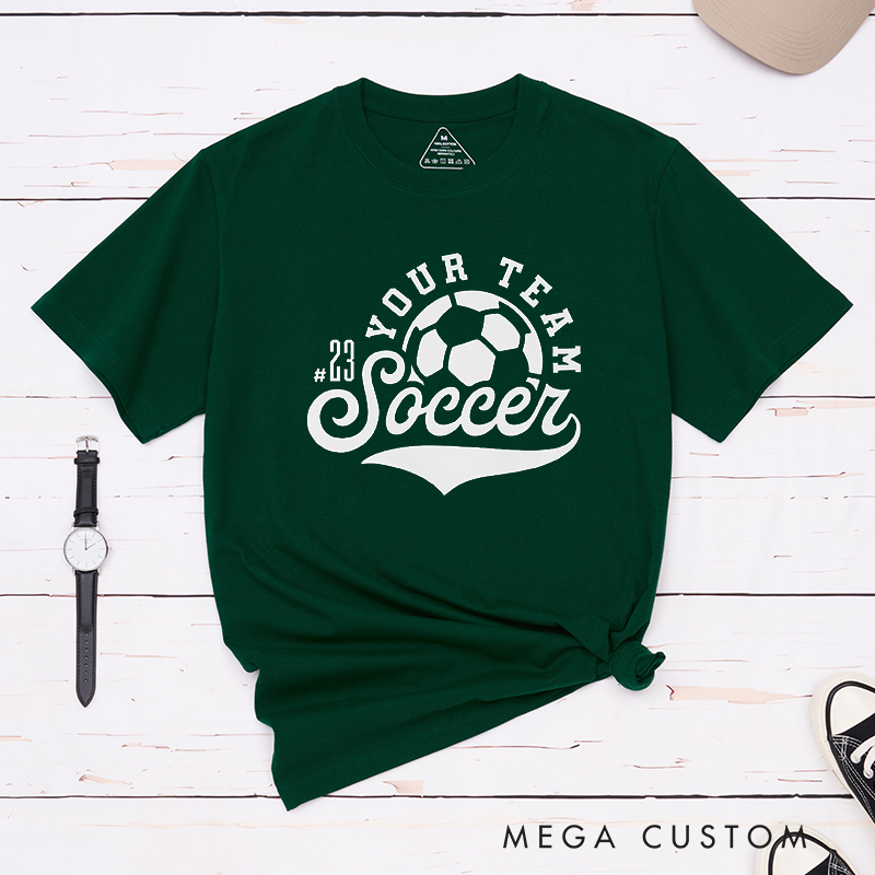 Personalized Soccer T-Shirt with Retro Design and Custom Team Name and Number