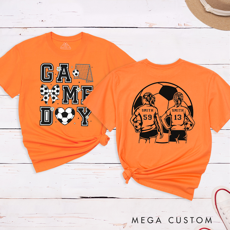 Personalized Game Day Soccer T-Shirt with Custom Name and Number Design