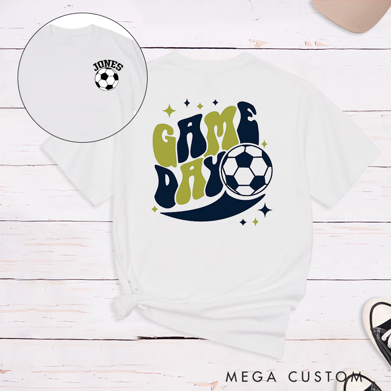Personalized Game Day T-Shirt  with Fun Retro Design and Custom Name and Number  