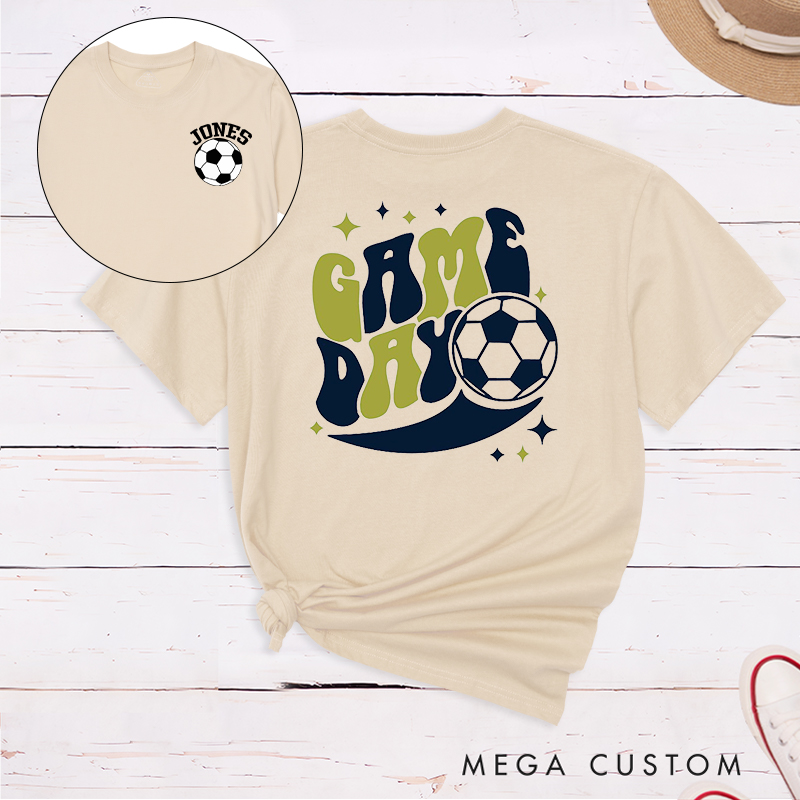 Personalized Game Day T-Shirt  with Fun Retro Design and Custom Name and Number  