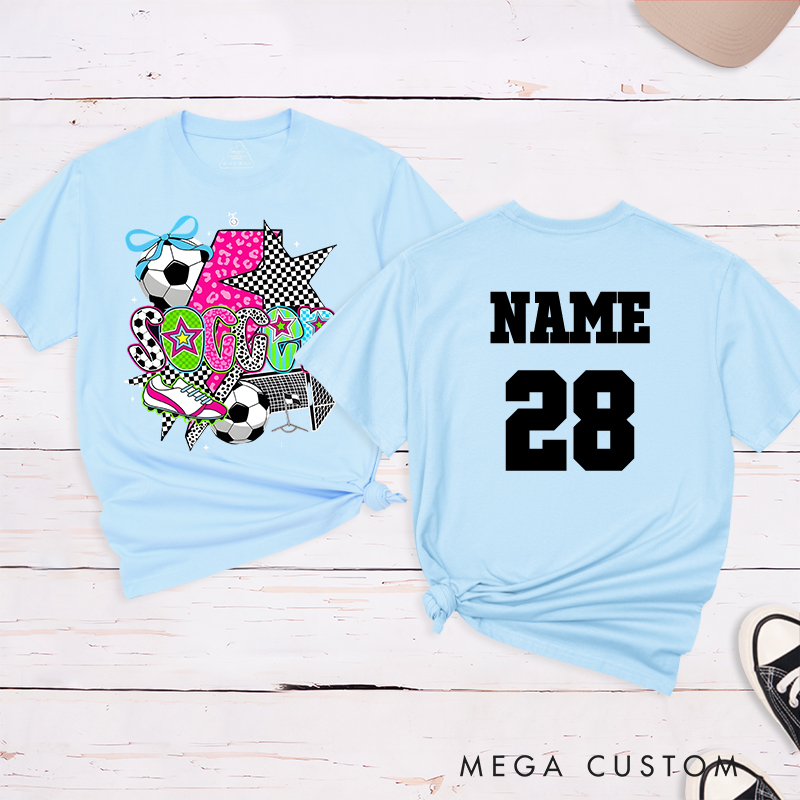 Personalized Star-Themed Soccer T-Shirt with Custom Name and Number