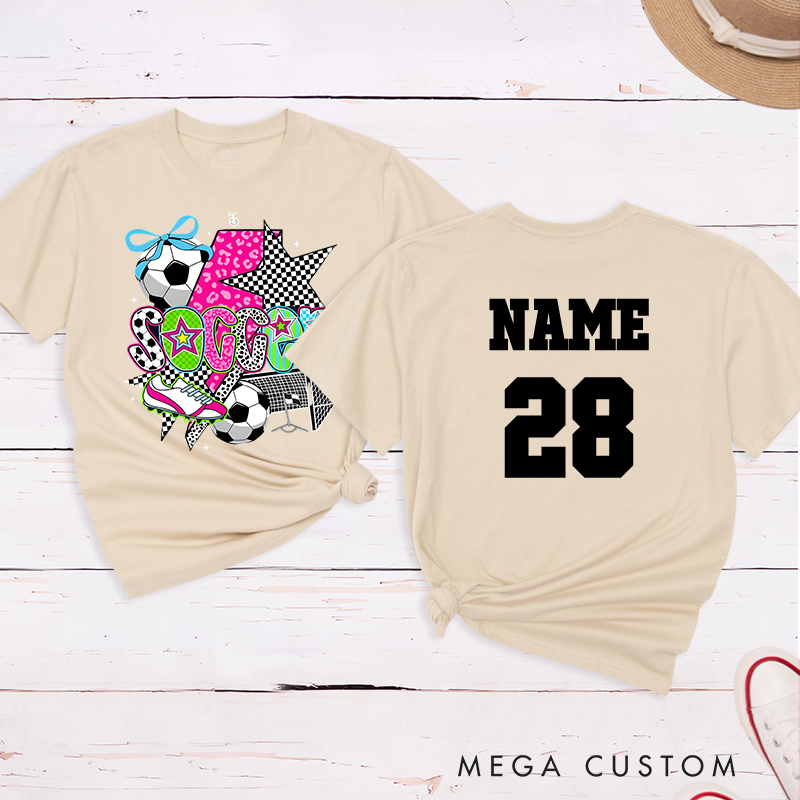 Personalized Star-Themed Soccer T-Shirt with Custom Name and Number