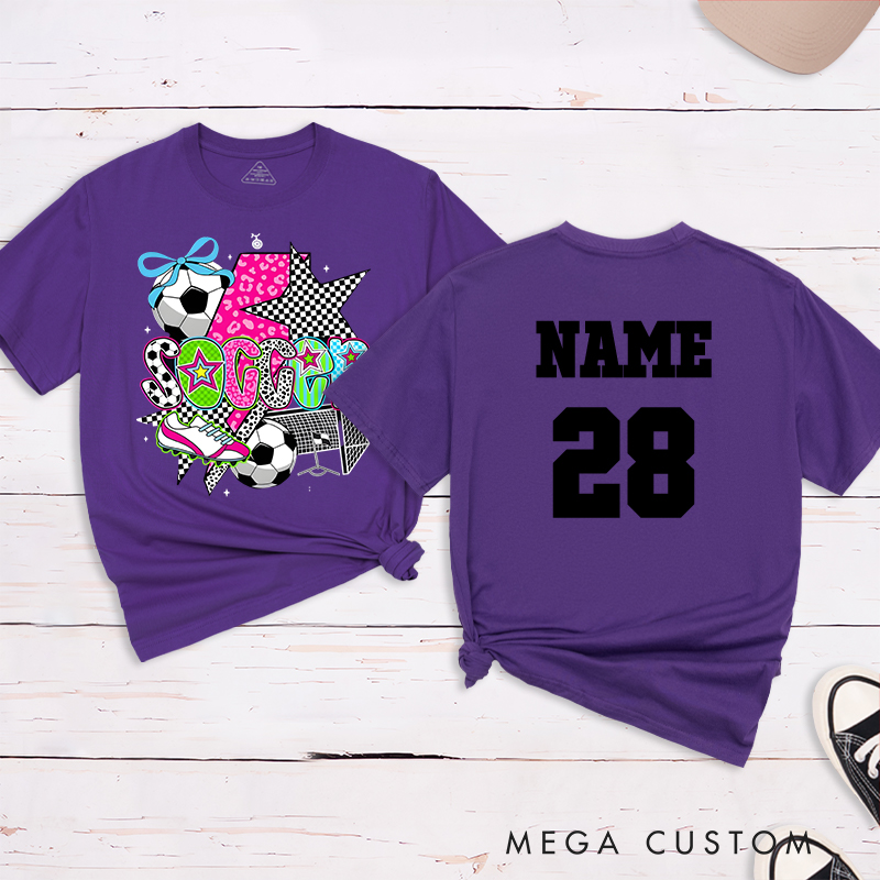 Personalized Star-Themed Soccer T-Shirt with Custom Name and Number