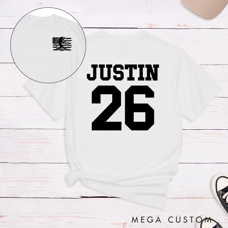 Personalized Team Spirit T-shirt with Clean and Bold Name and Number Design