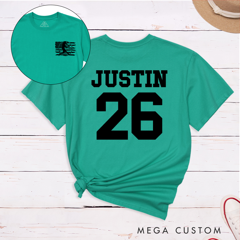 Personalized Team Spirit T-shirt with Clean and Bold Name and Number Design