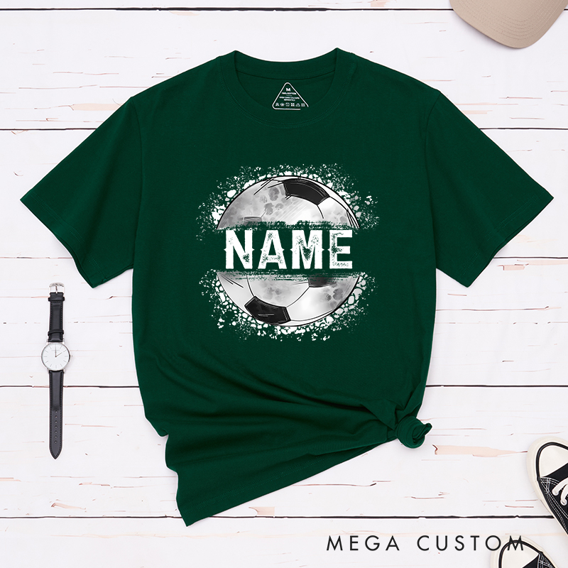 Personalized Athletic T-Shirt with Soccer Ball Graphic and Name  