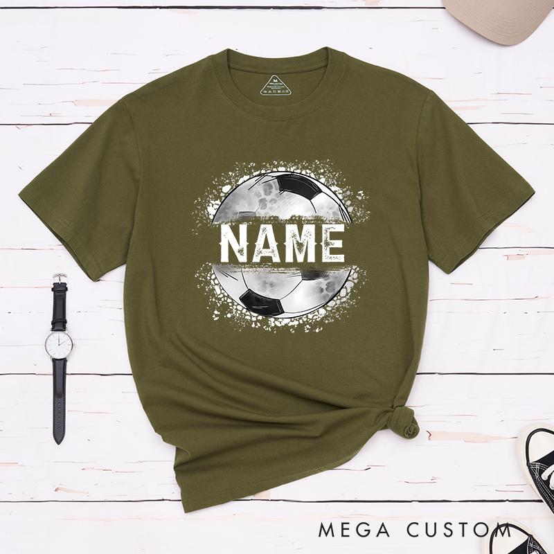 Personalized Athletic T-Shirt with Soccer Ball Graphic and Name  