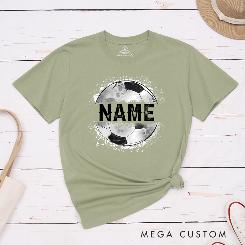 Personalized Athletic T-Shirt with Soccer Ball Graphic and Name  