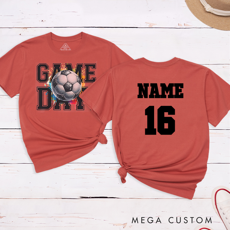 Personalized Soccer T-Shirt Featuring Vibrant Splash Design and Custom Name and Number