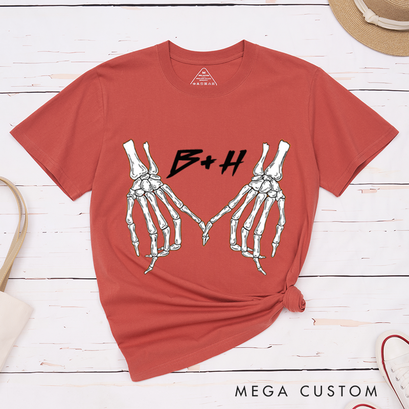 Personalized Halloween Couple Matching T-Shirt Skeleton Halloween T-Shirt For Couple 