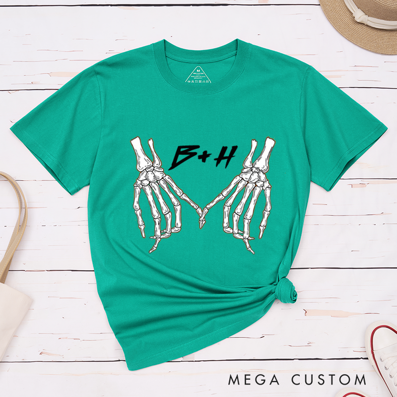 Personalized Halloween Couple Matching T-Shirt Skeleton Halloween T-Shirt For Couple 