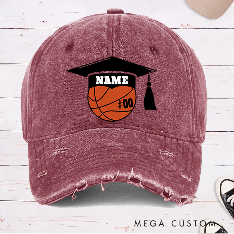 Personalized Graduation Basketball Cap with Custom Name and Number Design