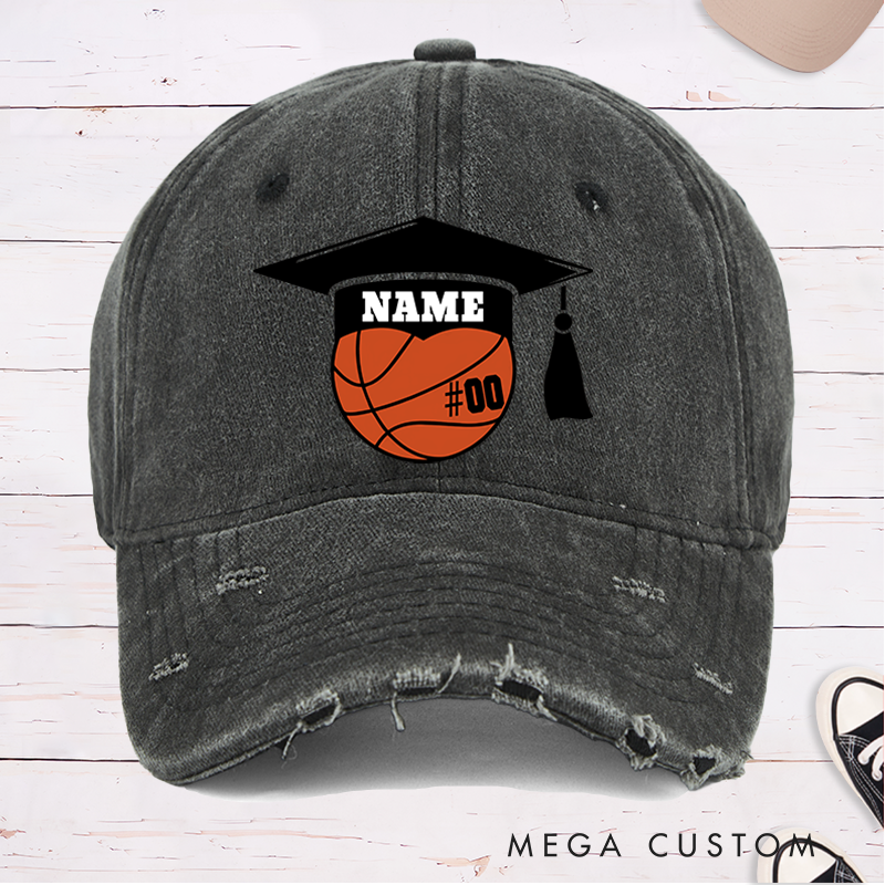 Personalized Graduation Basketball Cap with Custom Name and Number Design
