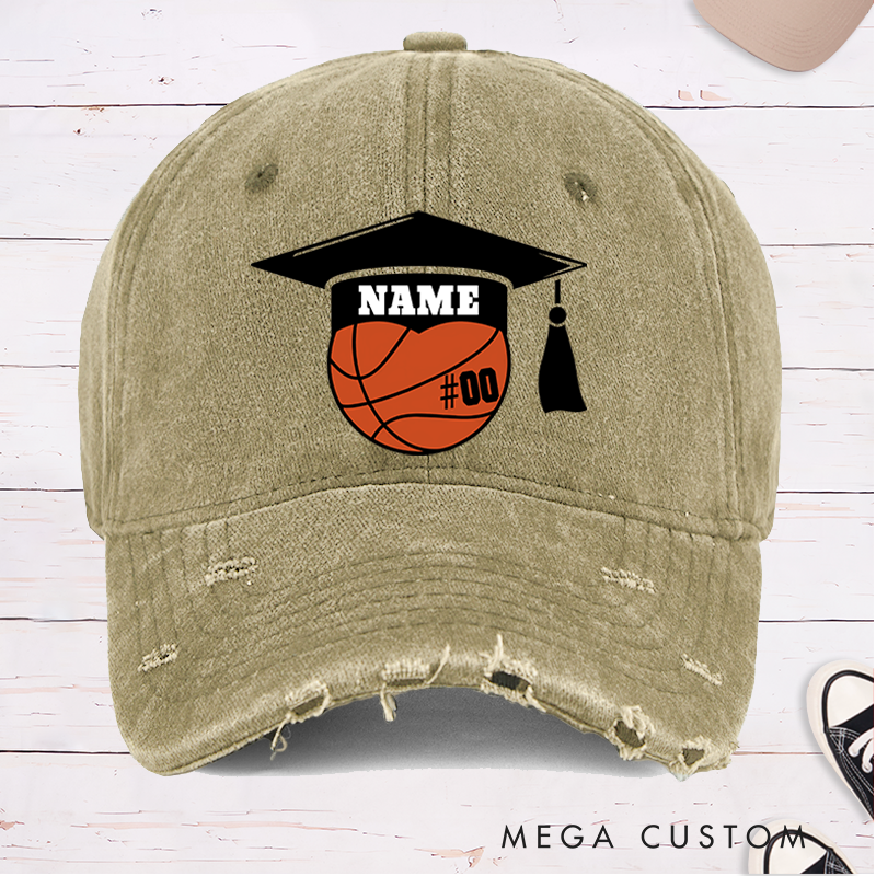 Personalized Graduation Basketball Cap with Custom Name and Number Design