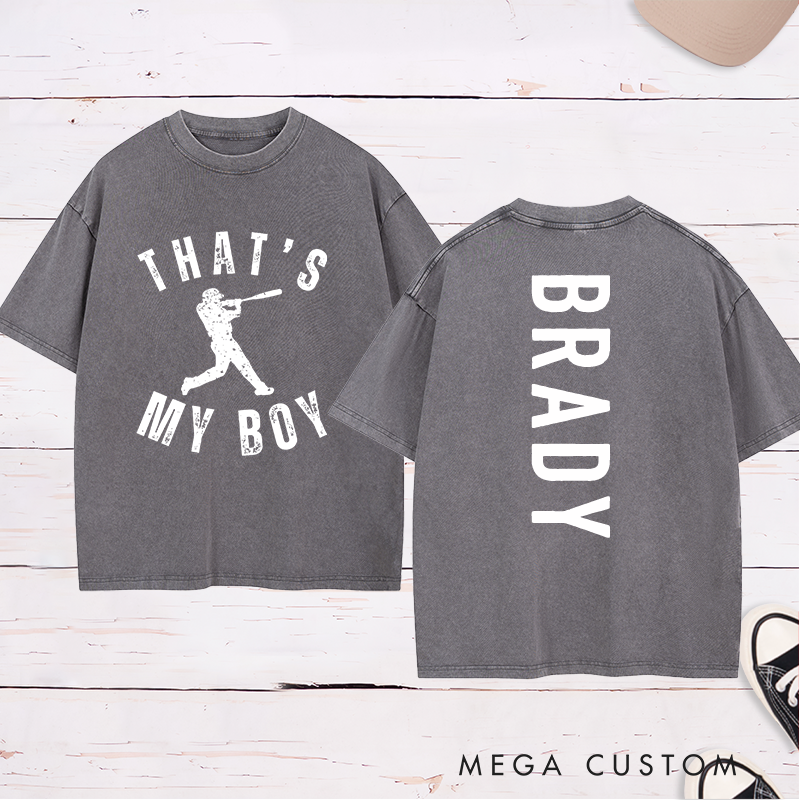 Personalized That's My Boy Baseball Washed T-Shirt with Name