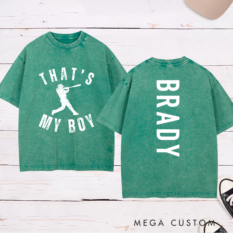 Personalized That's My Boy Baseball Washed T-Shirt with Name