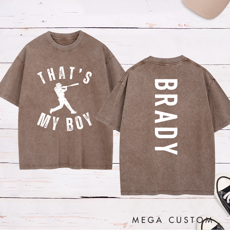 Personalized That's My Boy Baseball Washed T-Shirt with Name