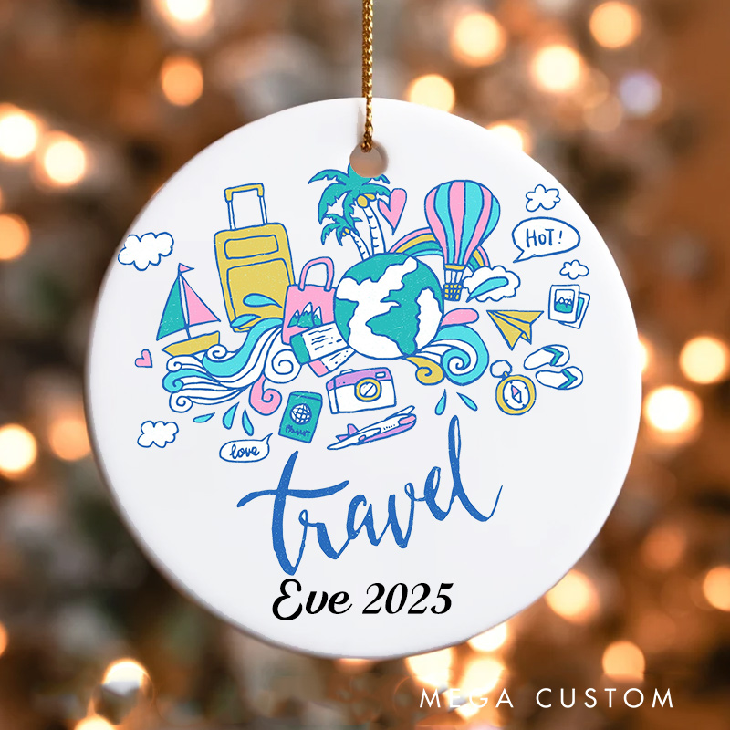 Personalized Travel Christmas Ornament Gift for Traveling Lovers Christmas Decoration Gift for Travel Lovers