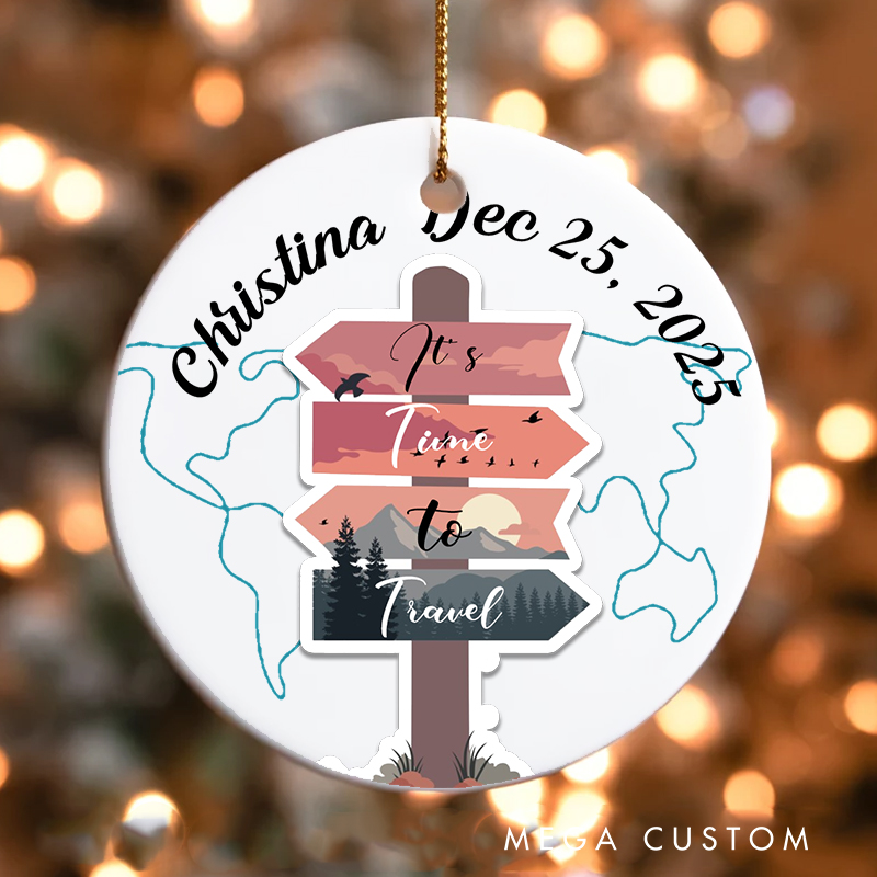 Personalized It Is Time to Travel Christmas Ornament Gift for Traveling Lovers Christmas Decoration