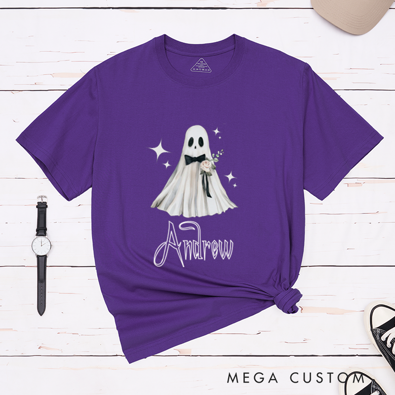 Personalized Halloween Ghost Matching Couple T-Shirt Funny Ghost Shirt For Him and Her