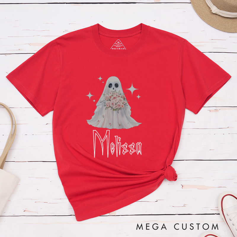 Personalized Halloween Ghost Matching Couple T-Shirt Funny Ghost Shirt For Him and Her