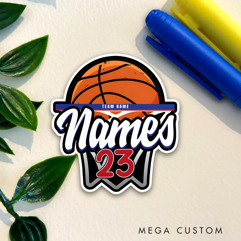 Personalized Basketball Decal with Custom Name Number and Team Name Hoop Inspired Design for Players and Fans