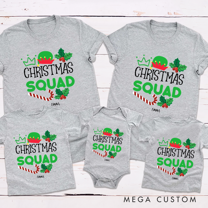 Personalized Family Christmas Squad T-Shirts Custom Christmas Family Matching T-Shirt