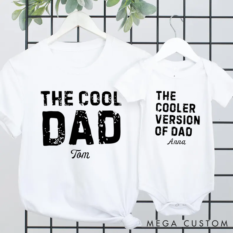 Personalized the Cool Dad the Cooler Version of Dad Funny Daddy and Baby Matching Outfit