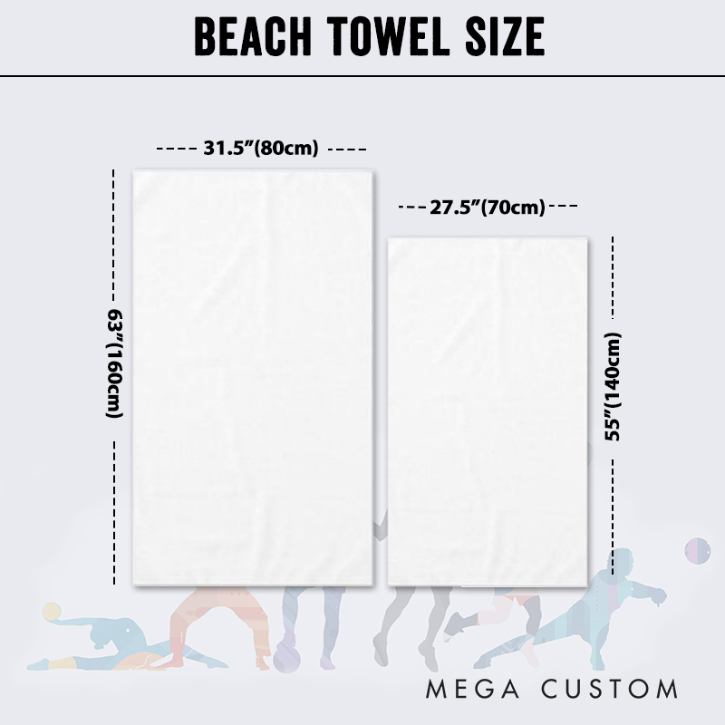 Personalized Sports Team Beach Towel with Custom Name Number Logo and Bold Team Colors Design Perfect for Players Fans Team Members and Outdoor Activities