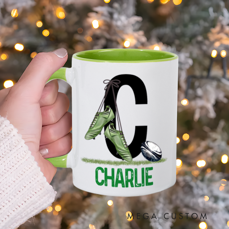 Personalized Rugby Mug with Custom Name for Athletes and Fans
